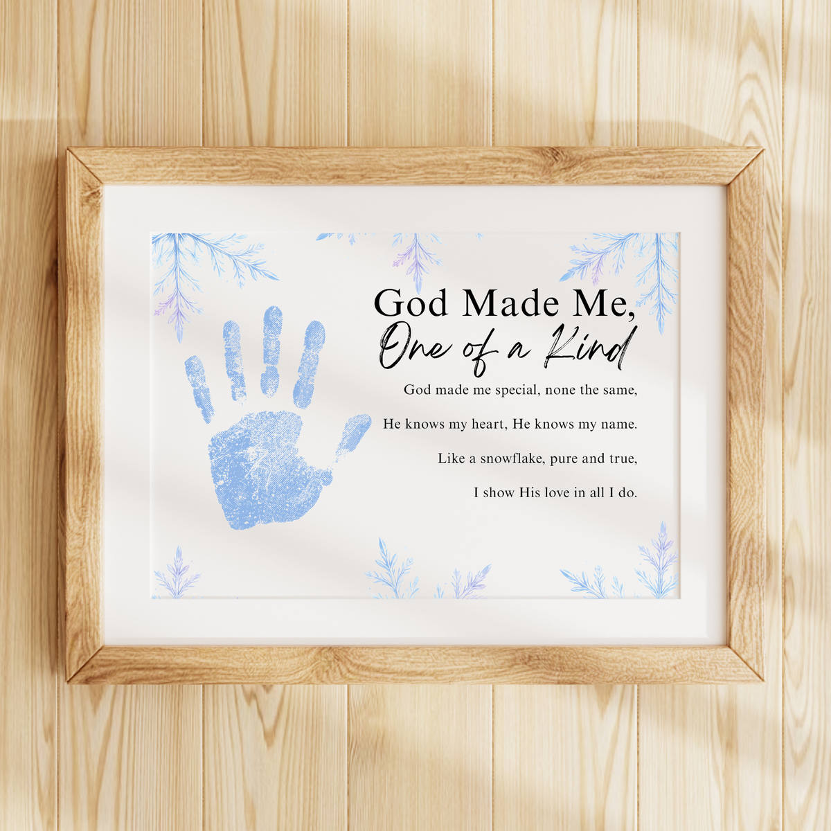 Winter Faith-Based Handprint Craft Printable | “God Made Me One of a Kind” Snowflake Keepsake | Christian Winter Art PDF