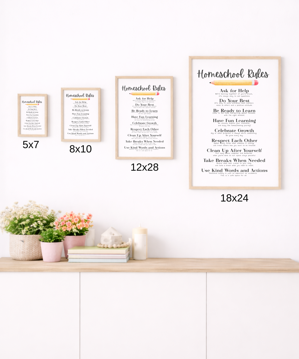 Homeschool Rules Poster | Learning Expectations Chart for Kids | Classroom Behavior Guide | Educational Wall Art for Home or School
