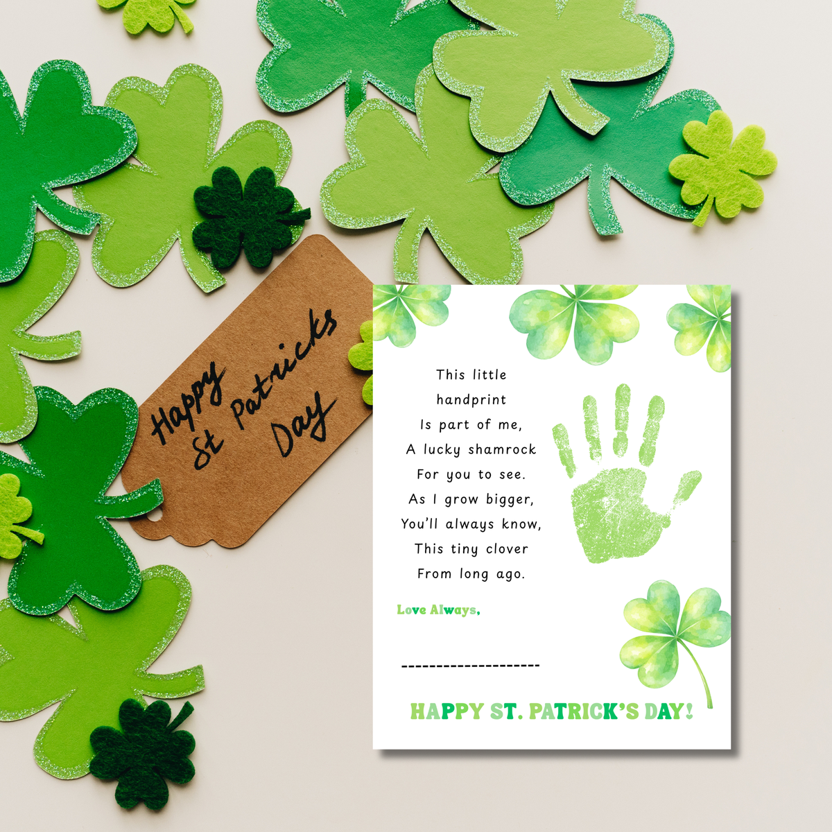 This Little Handprint Shamrock Poem St. Patrick’s Day Handprint Craft Printable | Clover Keepsake Art PDF | Kids St. Patrick’s Day Activity