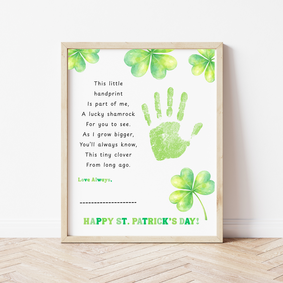 This Little Handprint Shamrock Poem St. Patrick’s Day Handprint Craft Printable | Clover Keepsake Art PDF | Kids St. Patrick’s Day Activity
