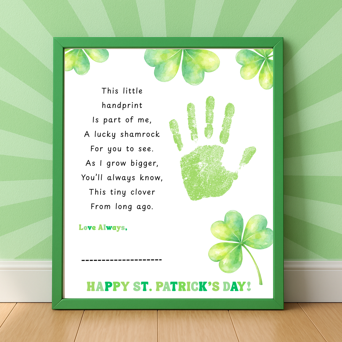 This Little Handprint Shamrock Poem St. Patrick’s Day Handprint Craft Printable | Clover Keepsake Art PDF | Kids St. Patrick’s Day Activity