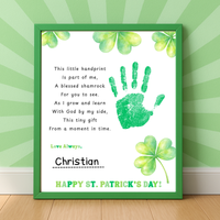 Christian This Little Handprint Blessed Shamrock Poem St. Patrick’s Day Handprint Craft Printable | Christian Clover Keepsake Art PDF | Faith-Based Kids Activity
