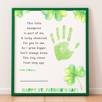 This Little Handprint Shamrock Poem St. Patrick’s Day Handprint Craft Printable | Clover Keepsake Art PDF | Kids St. Patrick’s Day Activity