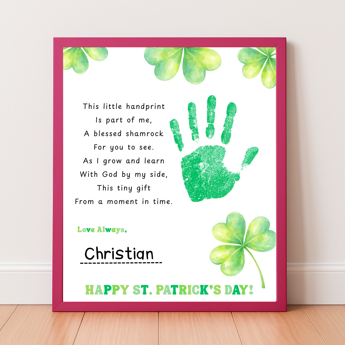 Christian This Little Handprint Blessed Shamrock Poem St. Patrick’s Day Handprint Craft Printable | Christian Clover Keepsake Art PDF | Faith-Based Kids Activity