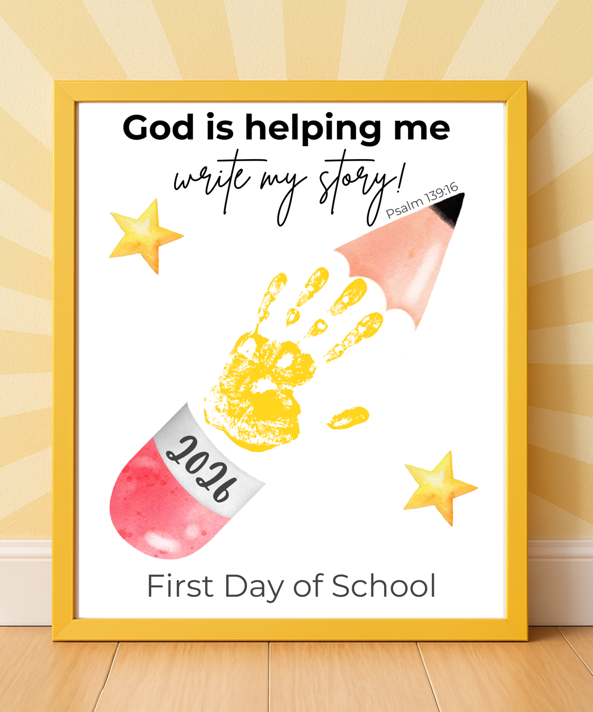 Christian First & Last Day of School Pencil Handprint Craft Printable for Kids | Faith-Inspired Keepsake | God Is Helping Me Write My Story