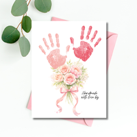 Floral Handprint Printable Gift for Her | Mother’s Day, Grandma, Teacher Appreciation, Birthday Keepsake | Handmade with Love Art