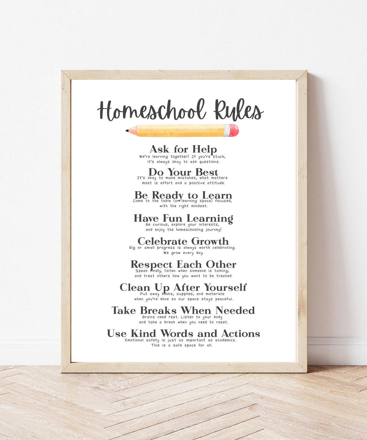 Homeschool Rules Poster | Learning Expectations Chart for Kids | Classroom Behavior Guide | Educational Wall Art for Home or School