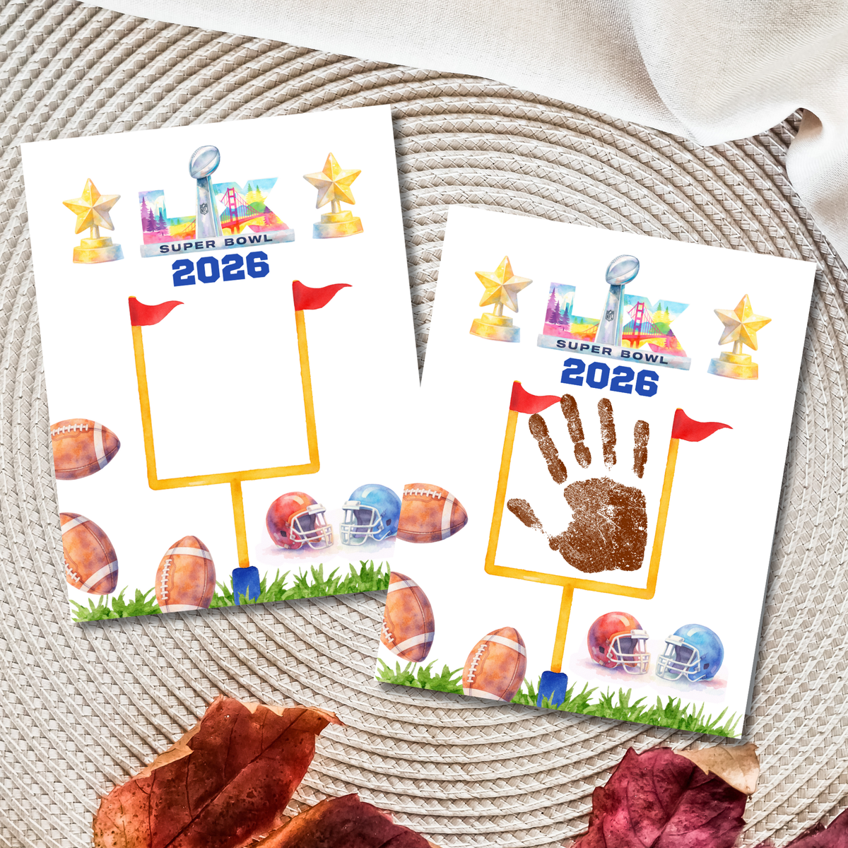 Football Championship 2026 Handprint Craft Printable for Kids | Big Game Keepsake Art | Sports-Themed PDF