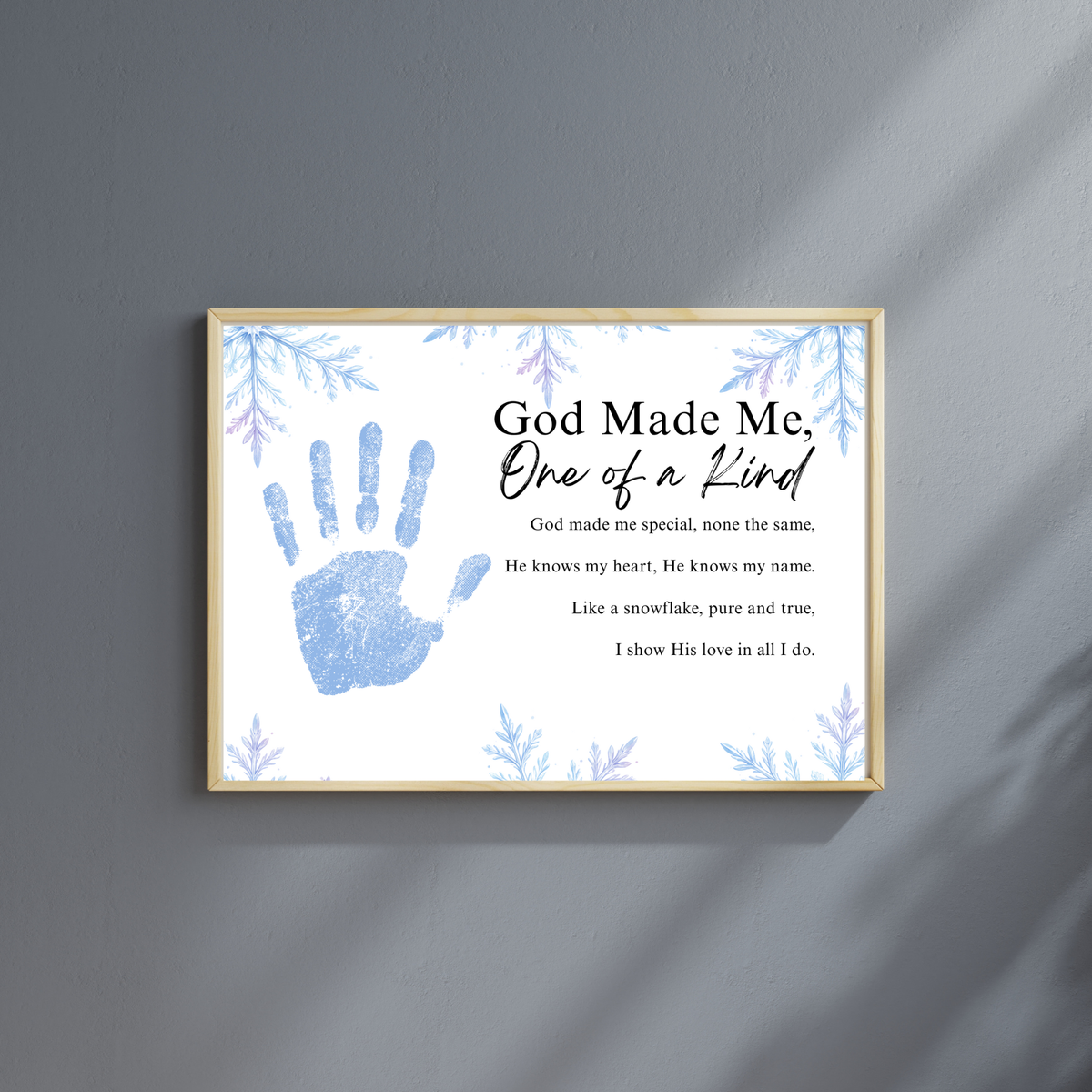 Winter Faith-Based Handprint Craft Printable | “God Made Me One of a Kind” Snowflake Keepsake | Christian Winter Art PDF