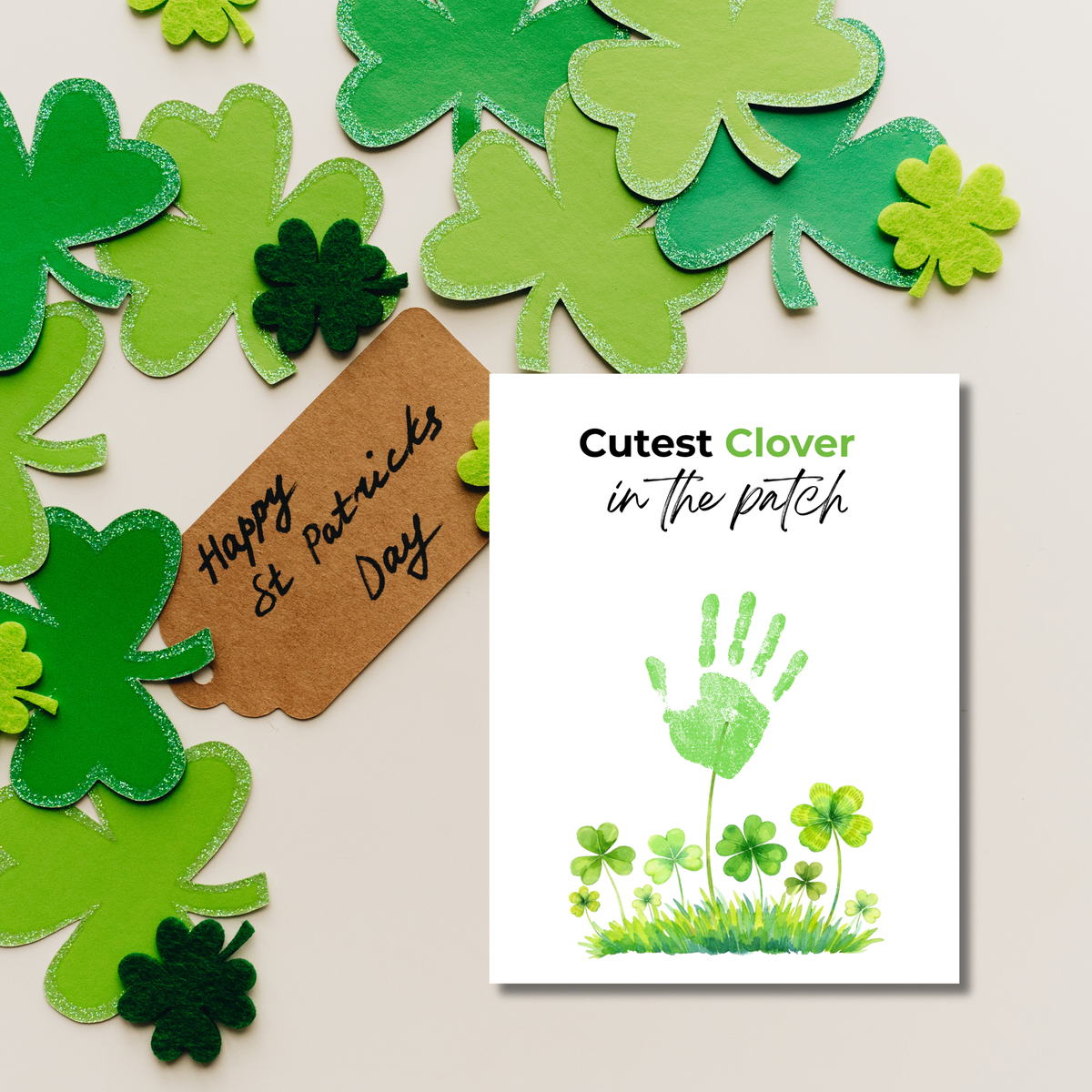 Cutest Clover in the Patch Handprint Craft Printable | St. Patrick’s Day Keepsake Art | Shamrock Kids Activity PDF