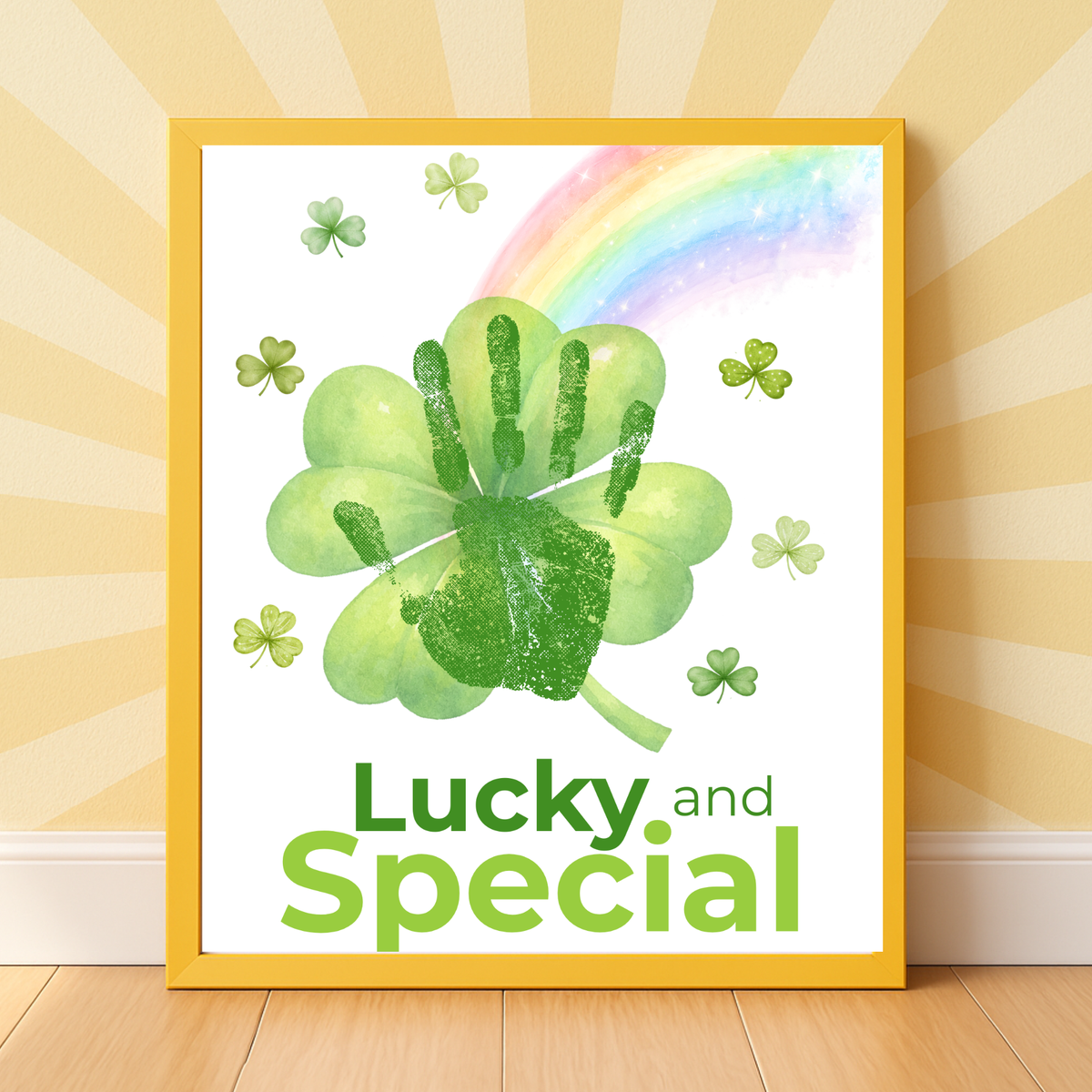 Lucky and Special St. Patrick’s Day Handprint Craft Printable | Shamrock Rainbow Keepsake Art PDF | Kids St. Patrick’s Activity