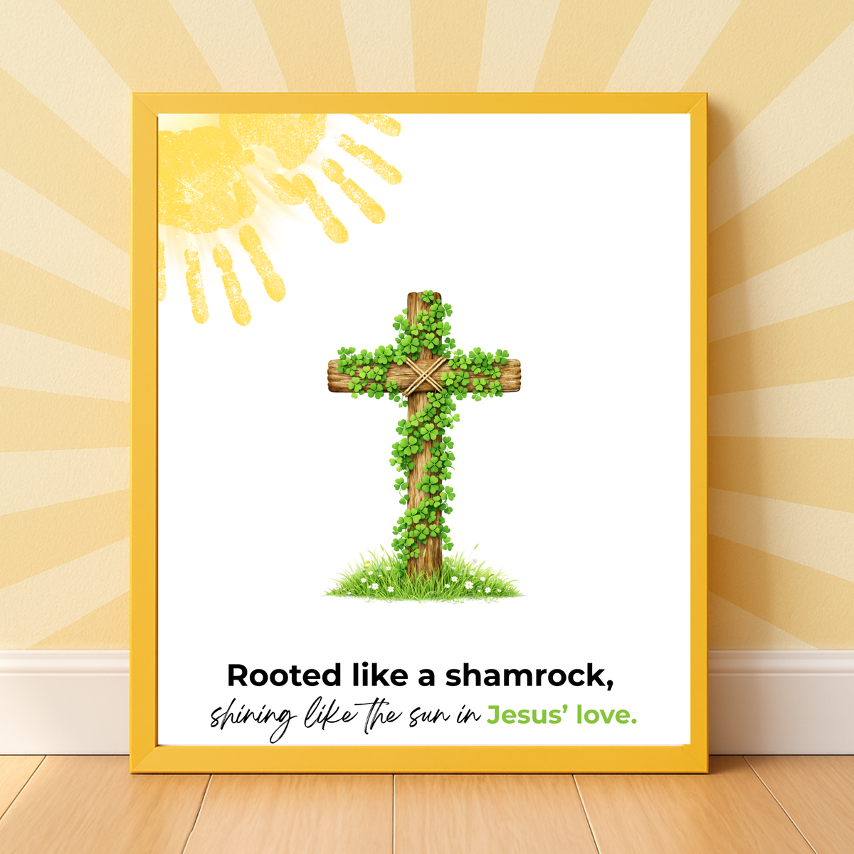 Rooted Like a Shamrock St. Patrick’s Day Handprint Craft Printable | Christian Cross Keepsake Art PDF | Faith-Based Kids Activity