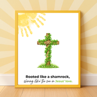 Rooted Like a Shamrock St. Patrick’s Day Handprint Craft Printable | Christian Cross Keepsake Art PDF | Faith-Based Kids Activity