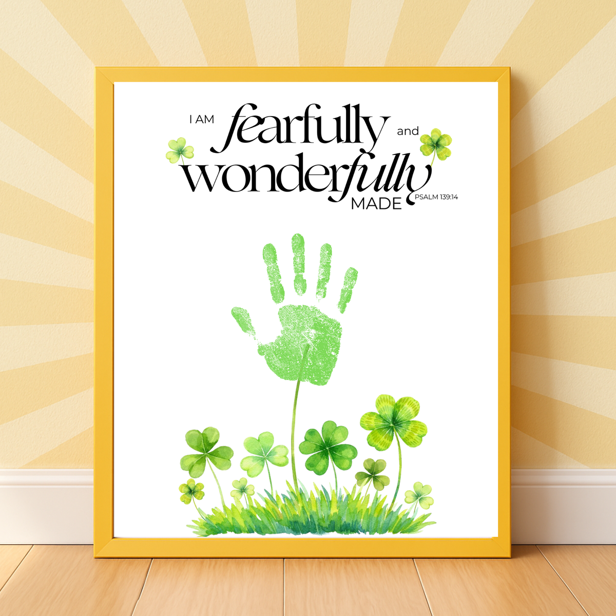 Fearfully and Wonderfully Made Handprint Craft Printable | Christian St. Patrick’s Day Keepsake Art | Psalm 139:14 Kids Activity PDF