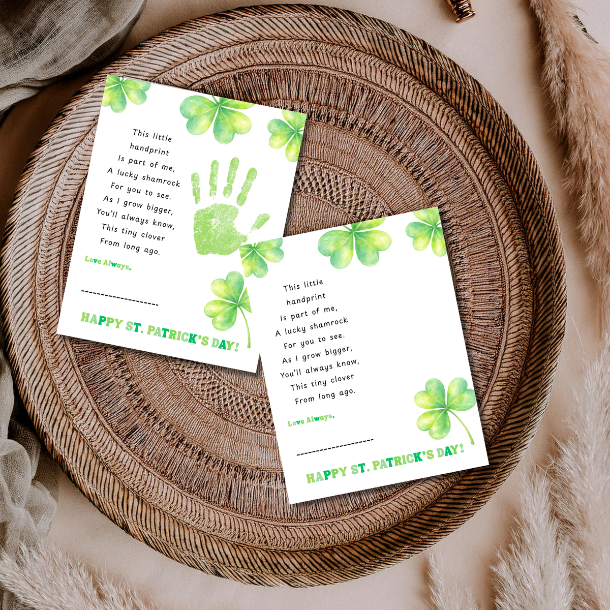 This Little Handprint Shamrock Poem St. Patrick’s Day Handprint Craft Printable | Clover Keepsake Art PDF | Kids St. Patrick’s Day Activity