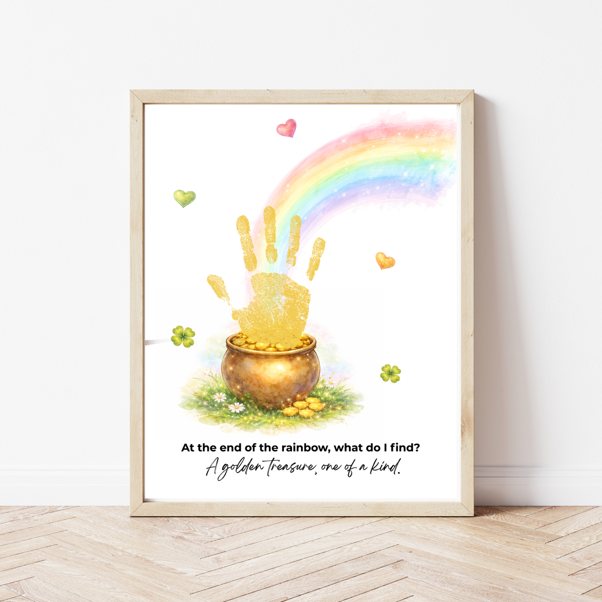 At the End of the Rainbow Handprint Craft Printable | St. Patrick’s Day Keepsake Art | Rainbow & Pot of Gold Kids Activity PDF
