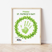 St. Patrick’s Day Handprint Craft Printable | Shamrock Wreath Keepsake Art for Kids | Personalized St. Patrick’s Day Activity PDF