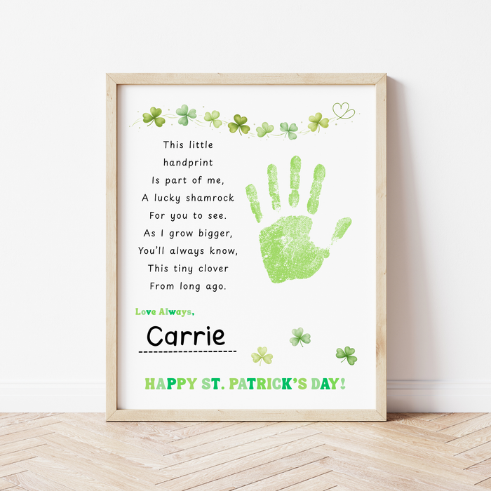 Lucky Shamrock Handprint Poem Printable | St. Patrick’s Day Keepsake Art | Kids Handprint Craft PD