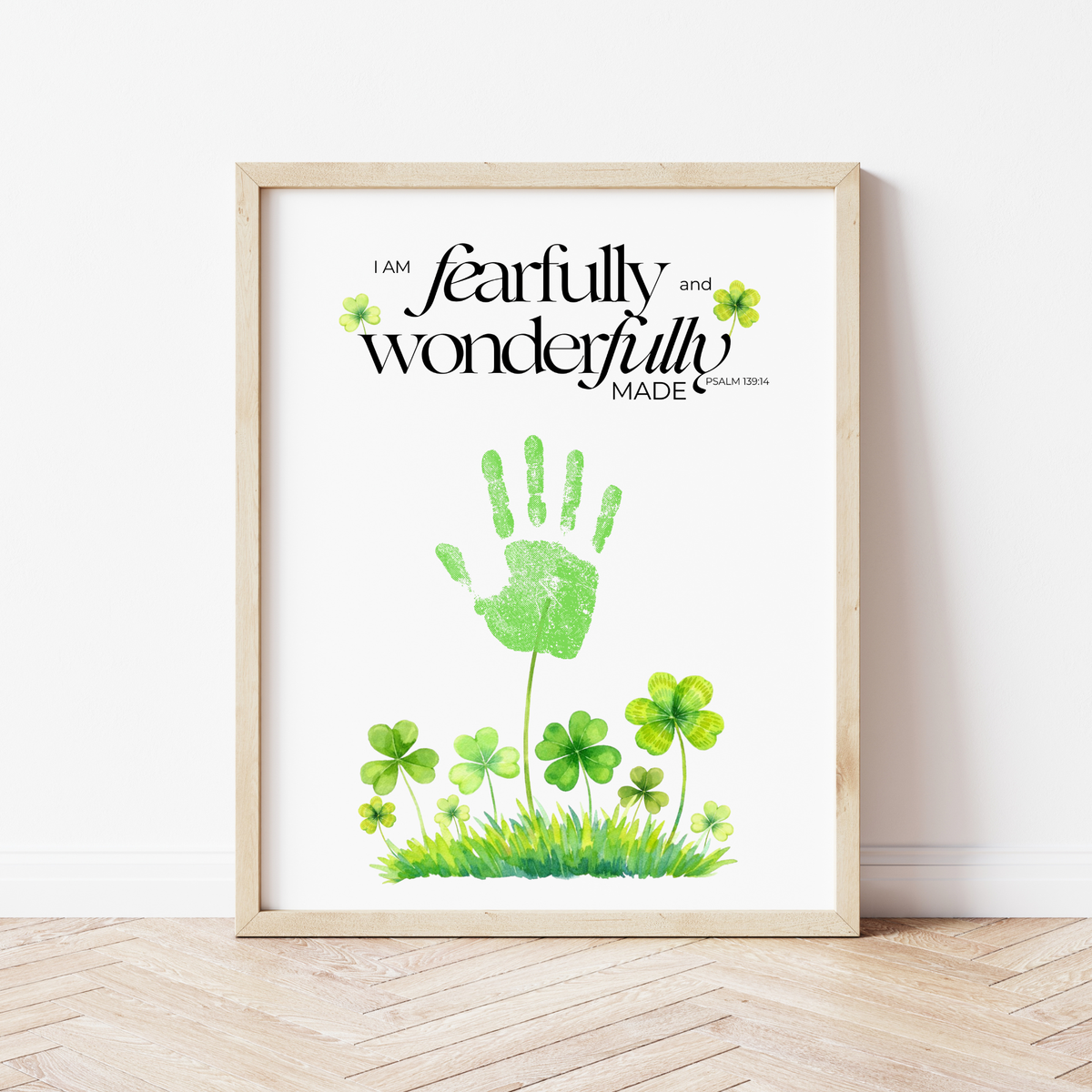 Fearfully and Wonderfully Made Handprint Craft Printable | Christian St. Patrick’s Day Keepsake Art | Psalm 139:14 Kids Activity PDF