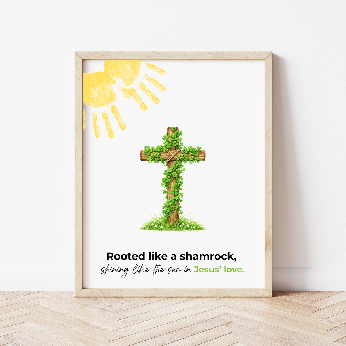 Rooted Like a Shamrock St. Patrick’s Day Handprint Craft Printable | Christian Cross Keepsake Art PDF | Faith-Based Kids Activity