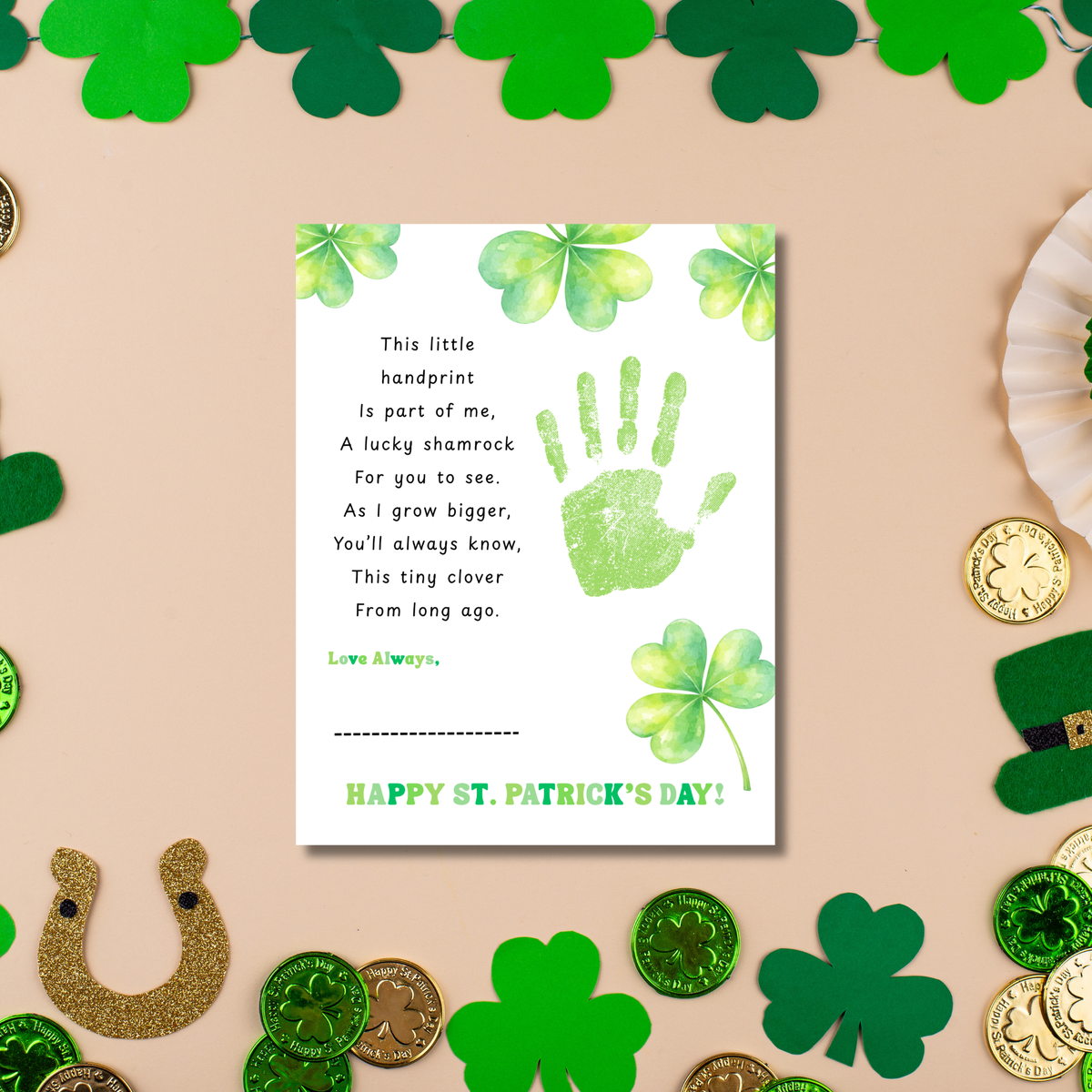 This Little Handprint Shamrock Poem St. Patrick’s Day Handprint Craft Printable | Clover Keepsake Art PDF | Kids St. Patrick’s Day Activity