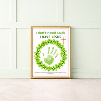 I Don’t Need Luck, I Have Jesus Handprint Craft Printable | Christian St. Patrick’s Day Keepsake | Shamrock Wreath Faith Activity PDF