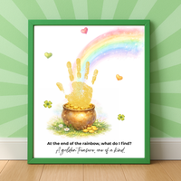 At the End of the Rainbow Handprint Craft Printable | St. Patrick’s Day Keepsake Art | Rainbow & Pot of Gold Kids Activity PDF