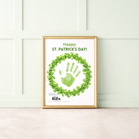 St. Patrick’s Day Handprint Craft Printable | Shamrock Wreath Keepsake Art for Kids | Personalized St. Patrick’s Day Activity PDF