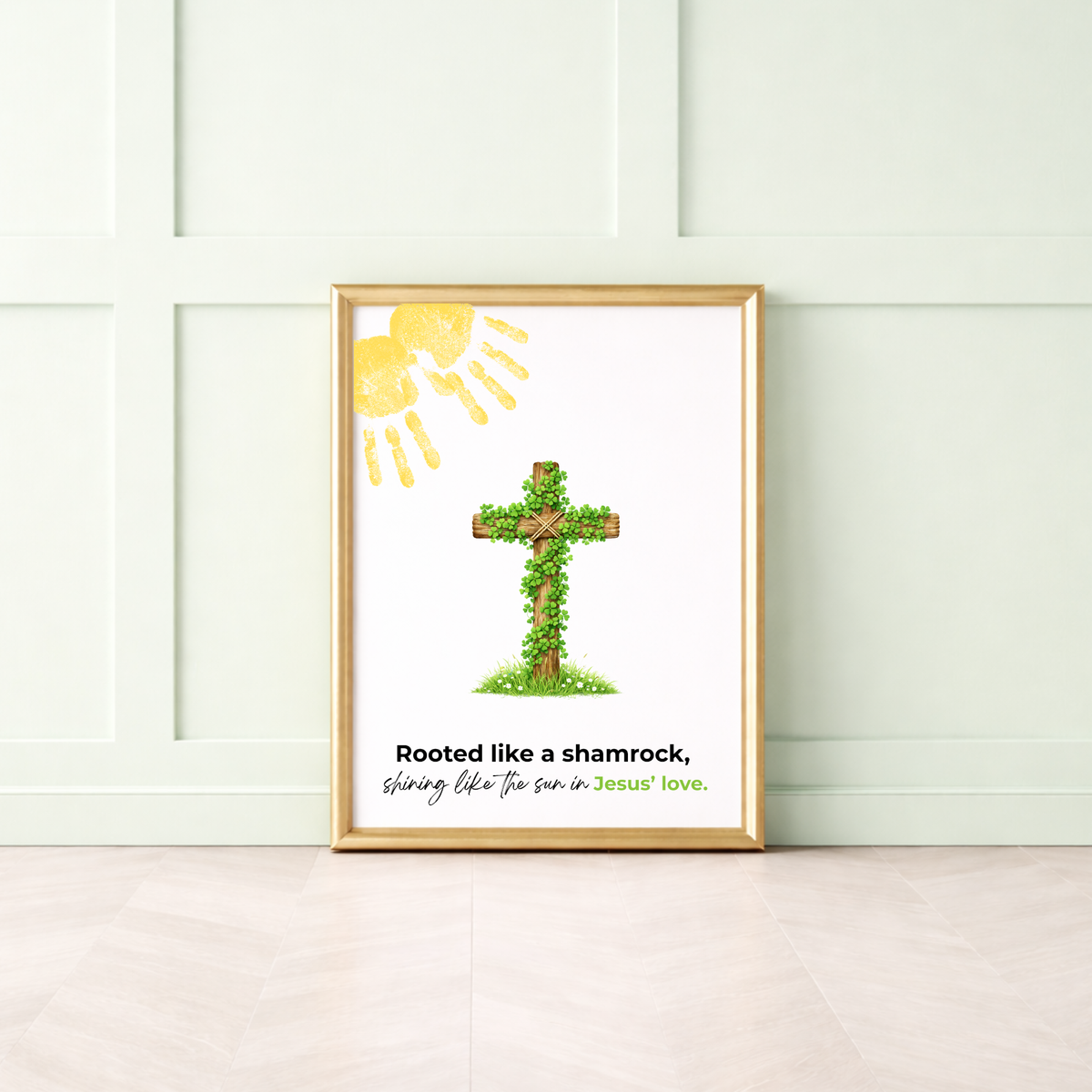 Rooted Like a Shamrock St. Patrick’s Day Handprint Craft Printable | Christian Cross Keepsake Art PDF | Faith-Based Kids Activity