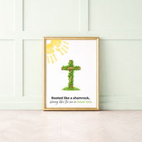 Rooted Like a Shamrock St. Patrick’s Day Handprint Craft Printable | Christian Cross Keepsake Art PDF | Faith-Based Kids Activity