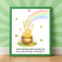 At the End of the Rainbow Handprint Craft Printable | Christian St. Patrick’s Day Keepsake Art | Faith-Based Kids Activity PDF