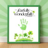 Fearfully and Wonderfully Made Handprint Craft Printable | Christian St. Patrick’s Day Keepsake Art | Psalm 139:14 Kids Activity PDF