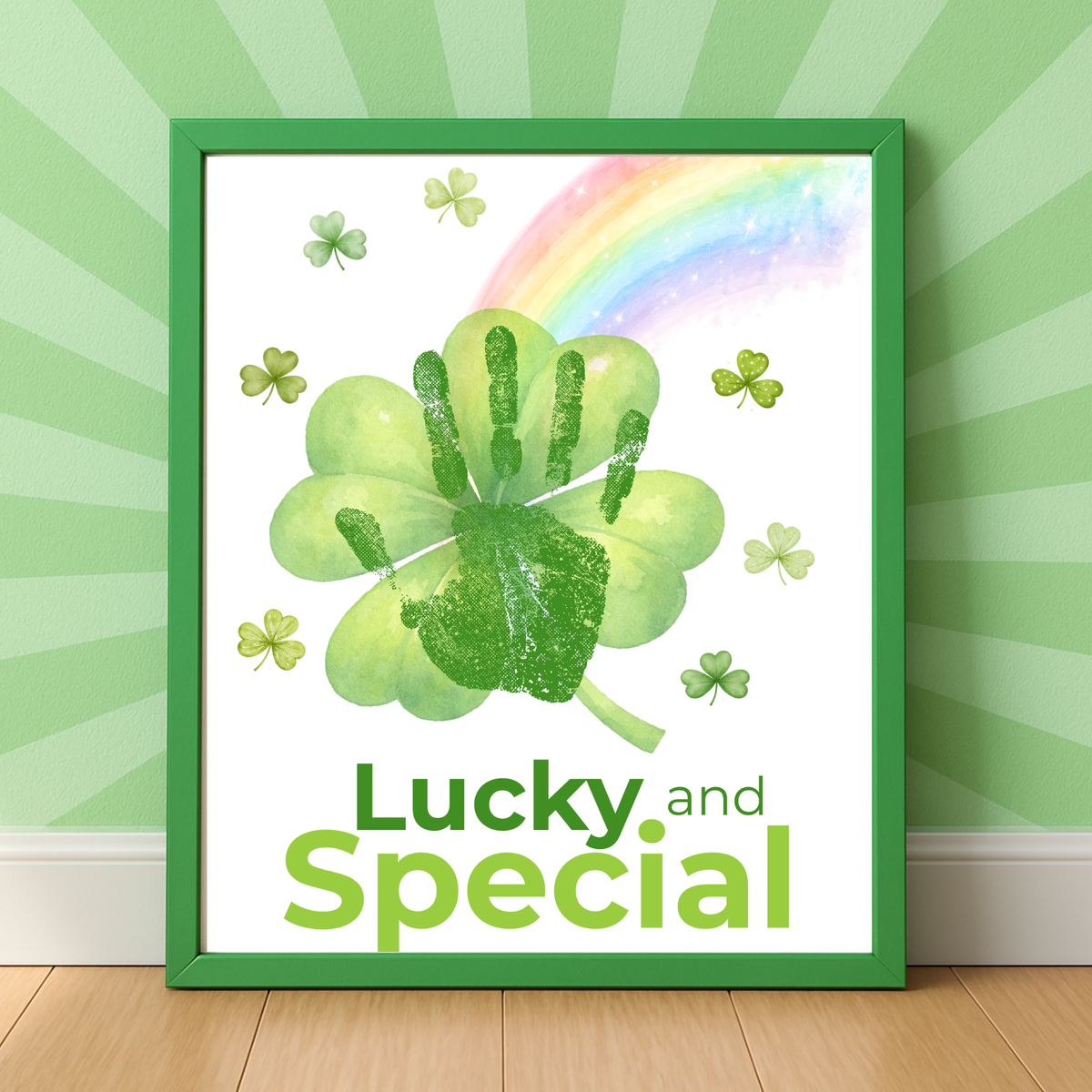 Lucky and Special St. Patrick’s Day Handprint Craft Printable | Shamrock Rainbow Keepsake Art PDF | Kids St. Patrick’s Activity