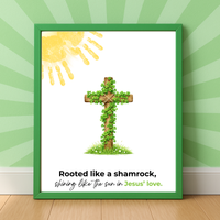 Rooted Like a Shamrock St. Patrick’s Day Handprint Craft Printable | Christian Cross Keepsake Art PDF | Faith-Based Kids Activity
