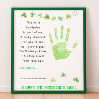 Lucky Shamrock Handprint Poem Printable | St. Patrick’s Day Keepsake Art | Kids Handprint Craft PD