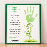 St. Patrick’s Day Handprint Craft Printable | Shamrock Poem Keepsake for Kids | Personalized St. Patrick’s Day Digital Print