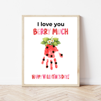 I Love You Berry Much Handprint Craft | Strawberry Valentine’s Day Printable for Kids