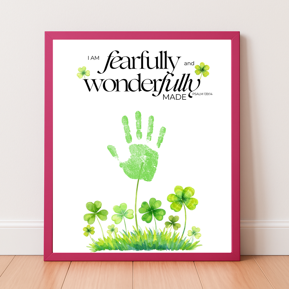 Fearfully and Wonderfully Made Handprint Craft Printable | Christian St. Patrick’s Day Keepsake Art | Psalm 139:14 Kids Activity PDF
