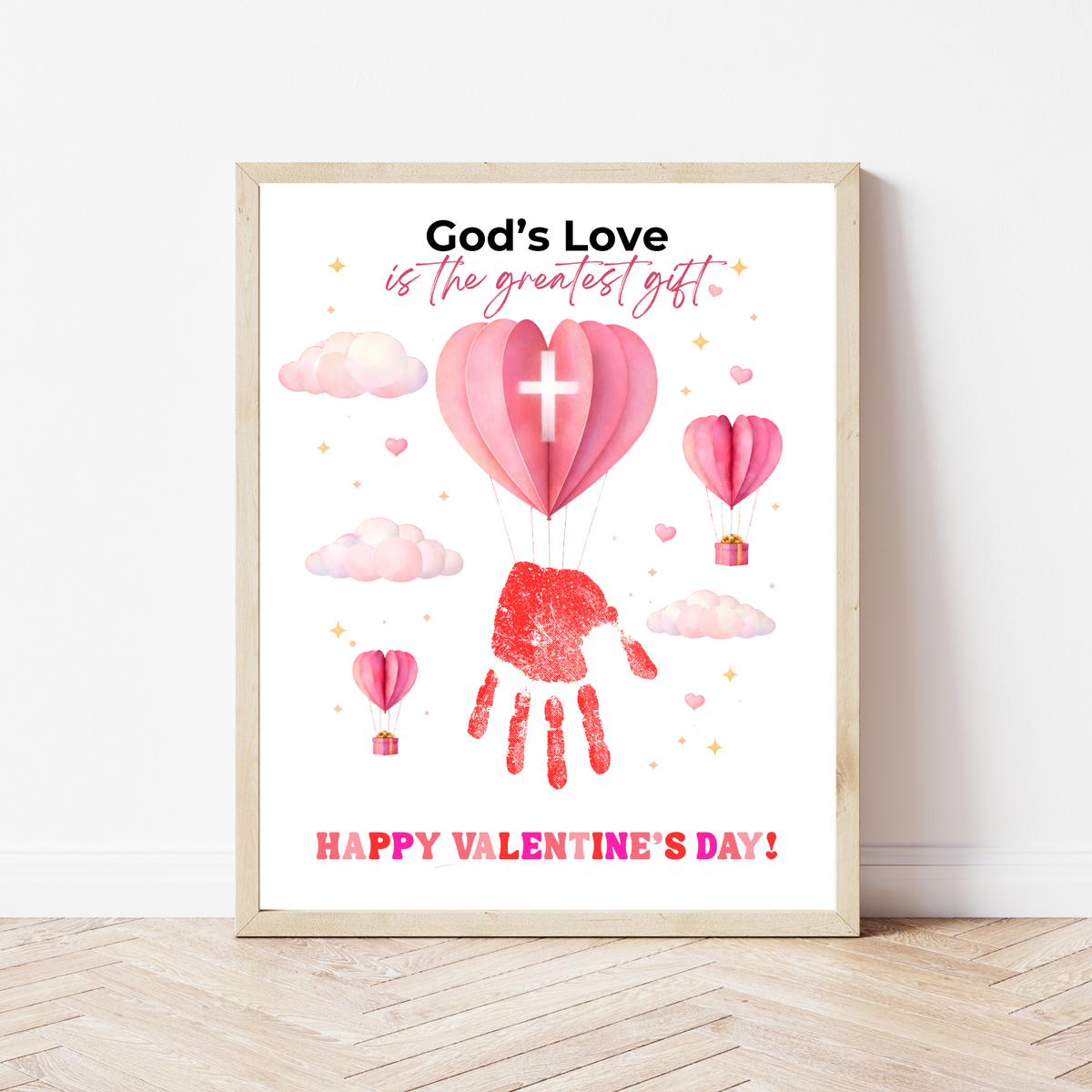 Christian Valentine Hot Air Balloon Handprint Craft | God’s Love Printable for Kids