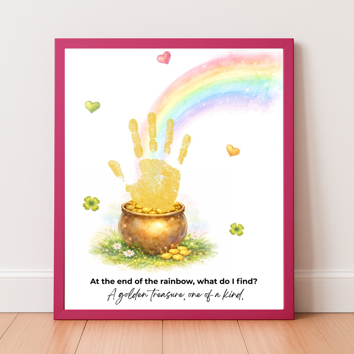 At the End of the Rainbow Handprint Craft Printable | St. Patrick’s Day Keepsake Art | Rainbow & Pot of Gold Kids Activity PDF