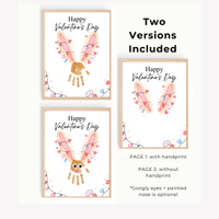 Valentine’s Day Bunny Handprint Craft | Preschool Valentine Printable Keepsake for Kids
