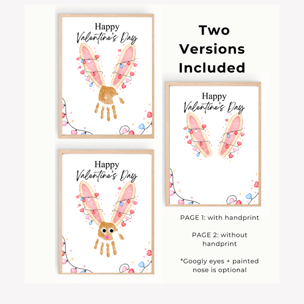 Valentine’s Day Bunny Handprint Craft | Preschool Valentine Printable Keepsake for Kids