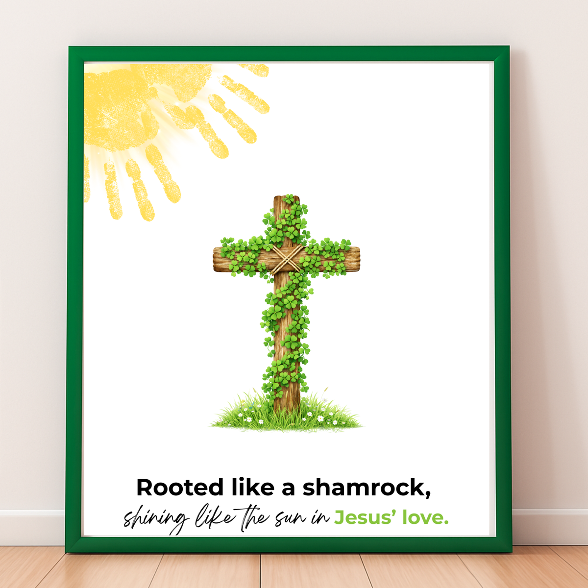 Rooted Like a Shamrock St. Patrick’s Day Handprint Craft Printable | Christian Cross Keepsake Art PDF | Faith-Based Kids Activity