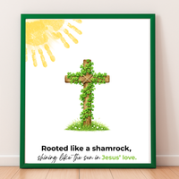 Rooted Like a Shamrock St. Patrick’s Day Handprint Craft Printable | Christian Cross Keepsake Art PDF | Faith-Based Kids Activity