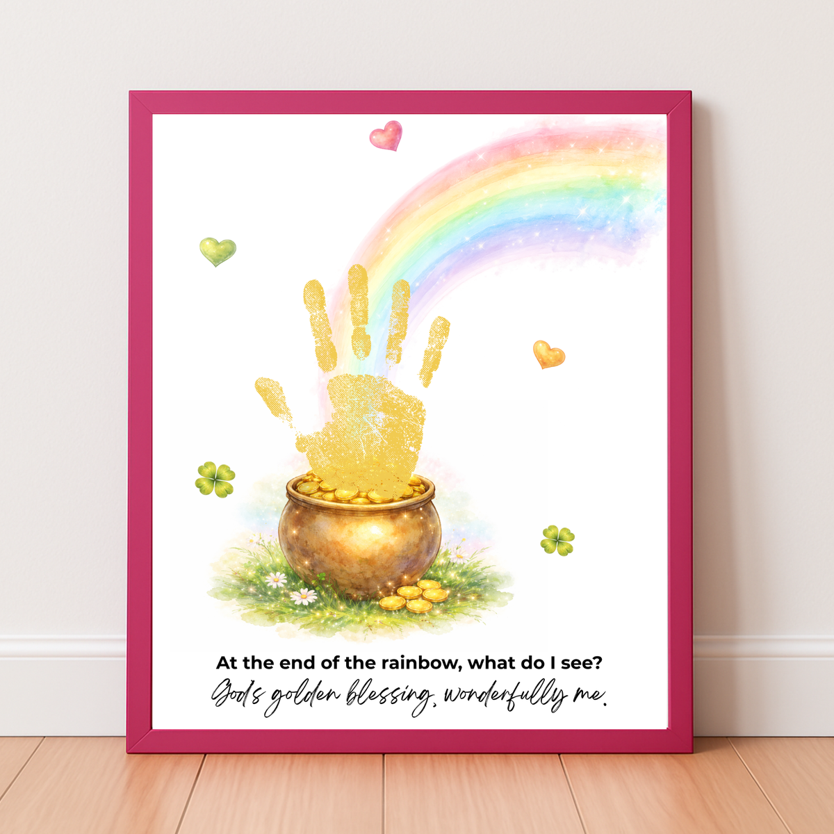 At the End of the Rainbow Handprint Craft Printable | Christian St. Patrick’s Day Keepsake Art | Faith-Based Kids Activity PDF