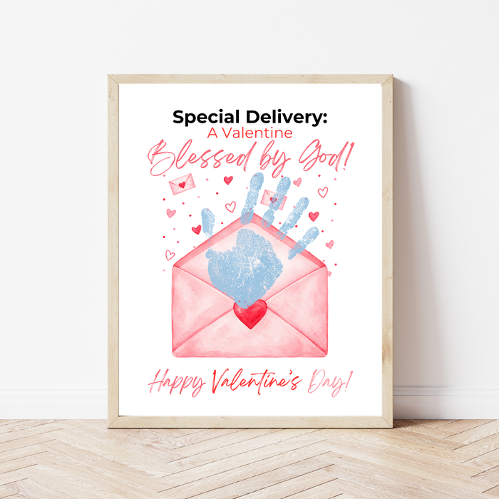 Christian Valentine Envelope Handprint Craft | Blessed by God Valentine Printable Keepsake for Kids