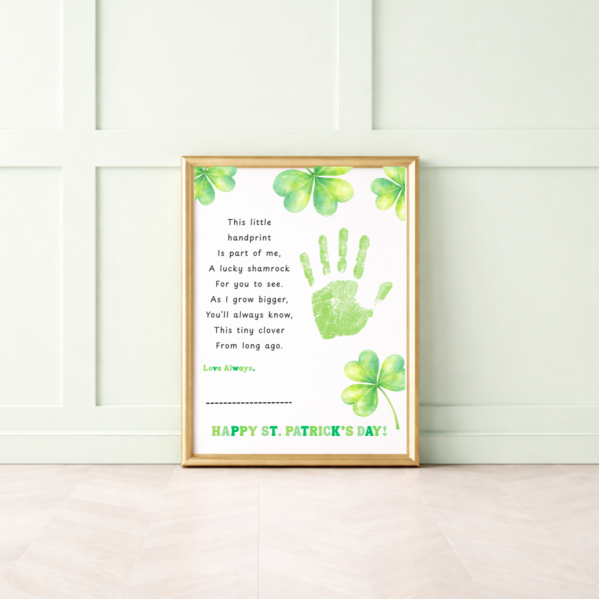 This Little Handprint Shamrock Poem St. Patrick’s Day Handprint Craft Printable | Clover Keepsake Art PDF | Kids St. Patrick’s Day Activity