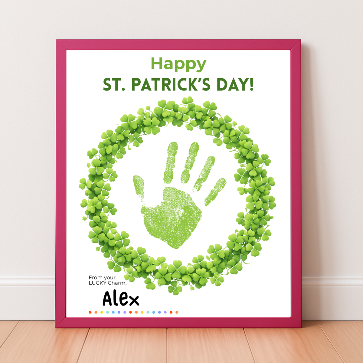 St. Patrick’s Day Handprint Craft Printable | Shamrock Wreath Keepsake Art for Kids | Personalized St. Patrick’s Day Activity PDF