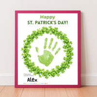 St. Patrick’s Day Handprint Craft Printable | Shamrock Wreath Keepsake Art for Kids | Personalized St. Patrick’s Day Activity PDF