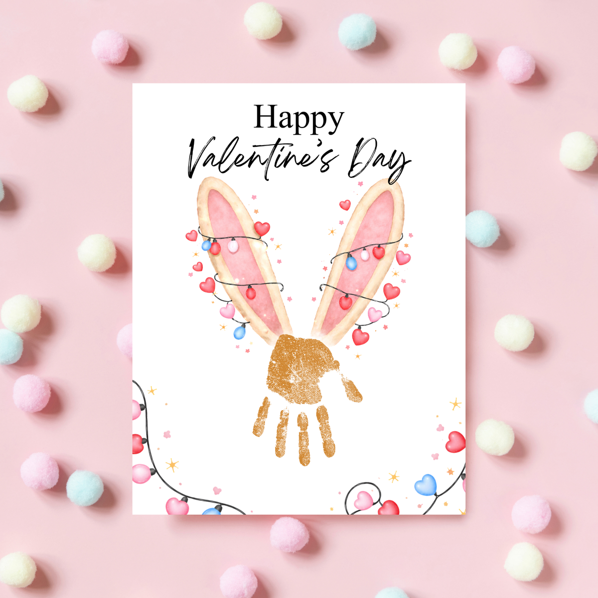 Valentine’s Day Bunny Handprint Craft | Preschool Valentine Printable Keepsake for Kids